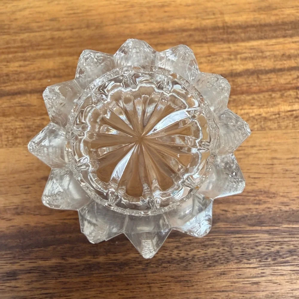 Antique ABP Cut Glass Toothpick Holder Zipper Pattern Scalloped Starburst Base